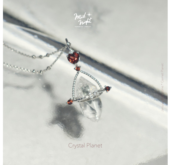 January Birthstone-Garnet Crystal Planet Necklace